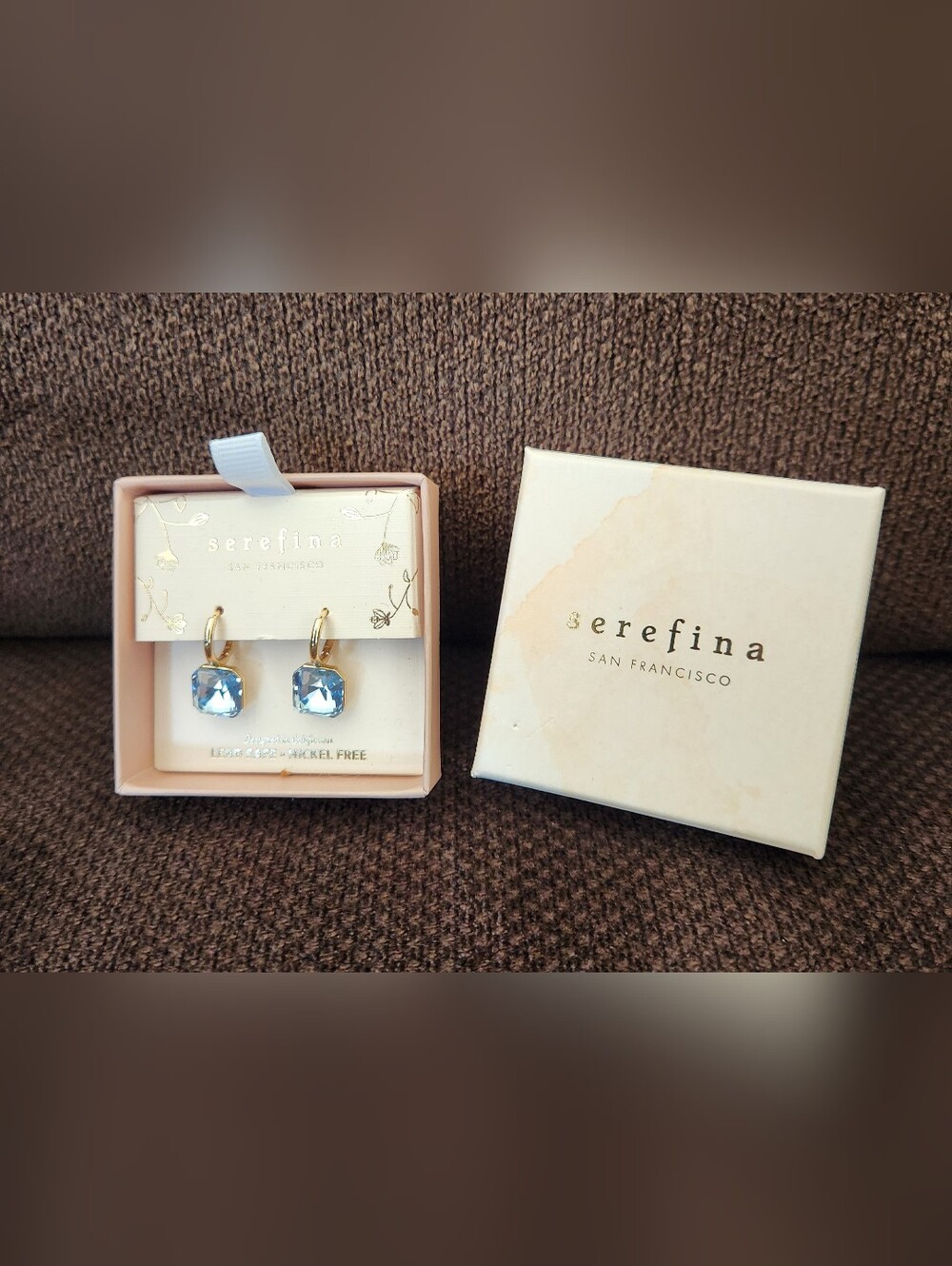 SEREFINA SAN FRANCISCO BLUE DROP PIERCED EARRINGS NEW